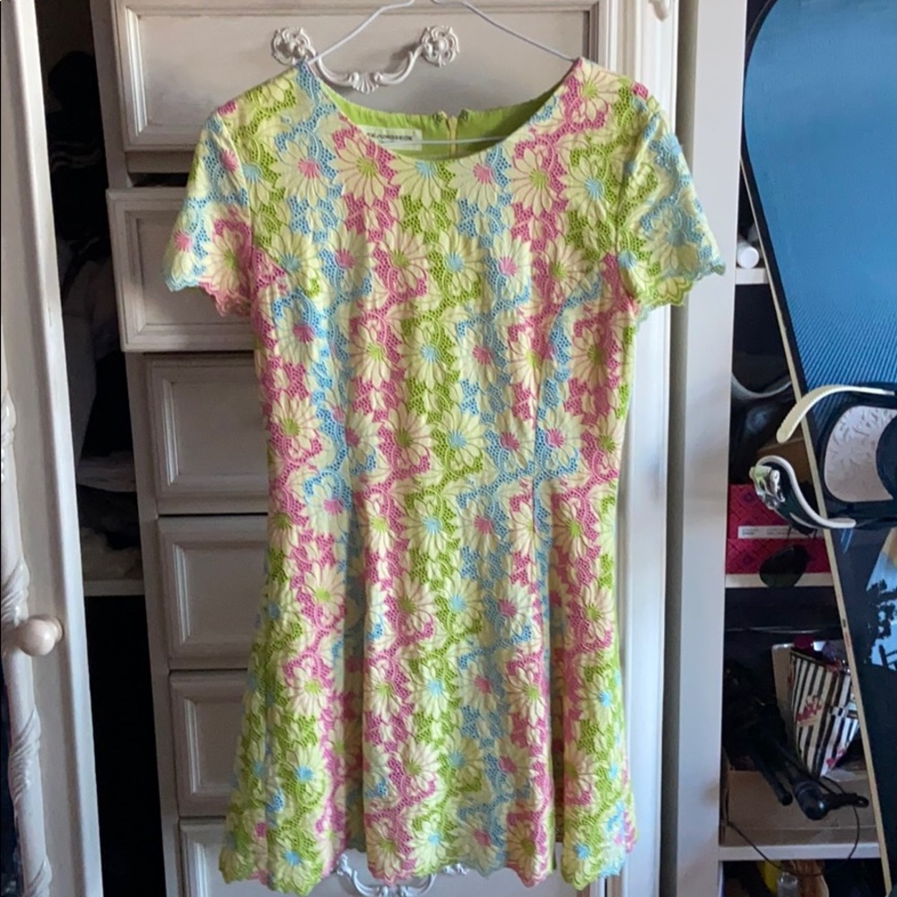Floral embroidery dress